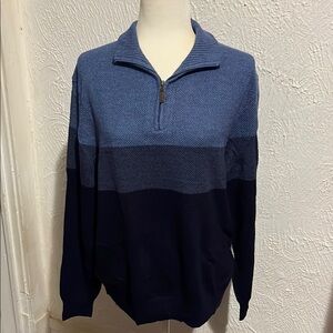 Dockers Blue Zip Up Sweater with Color Blocking